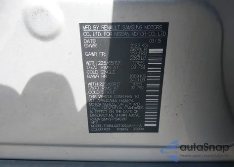 2015 Nissan Rogue Sv из США, поврежденный, VIN KNMAT2MV1FP546187